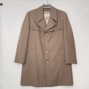 Grais Everyday Trench Coat Mens 42 XL Tan Removable Faux Fur Liner USA 1970s VNT